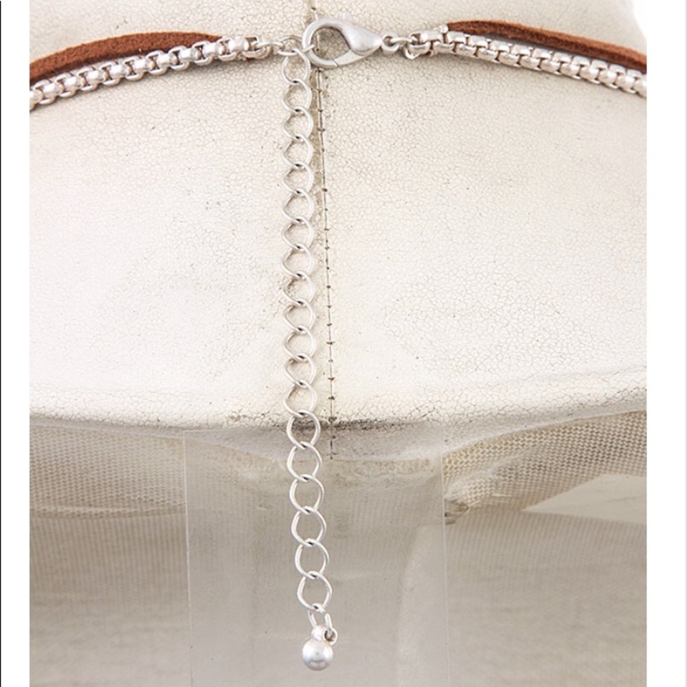 Layered Triangle Gem Fringe Necklace Set - Picture 2 of 4